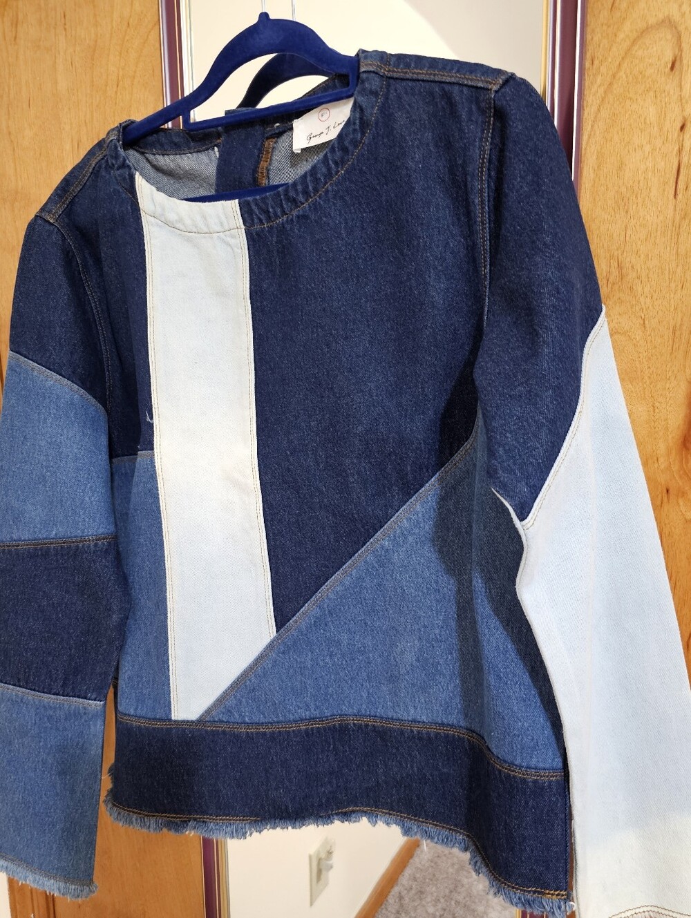 Geoge J Love Women's  Denim Pullover Top - Blue